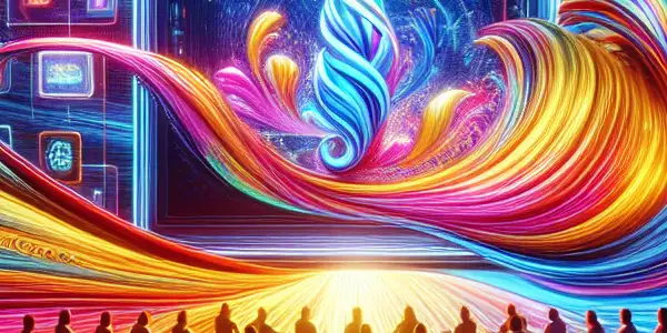 A vibrant digital platform showcasing diverse users engaging with multimedia content and symbols of exclusive membership benefits.