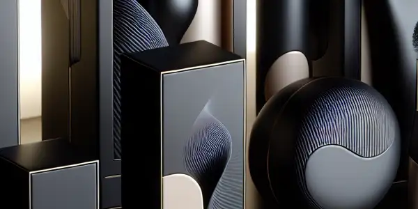 A sophisticated display of adult products in elegant, eco-friendly packaging within a chic, modern environment.