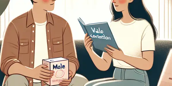 A diverse couple discussing contraception in a cozy, safe environment, symbolizing health and intimacy.