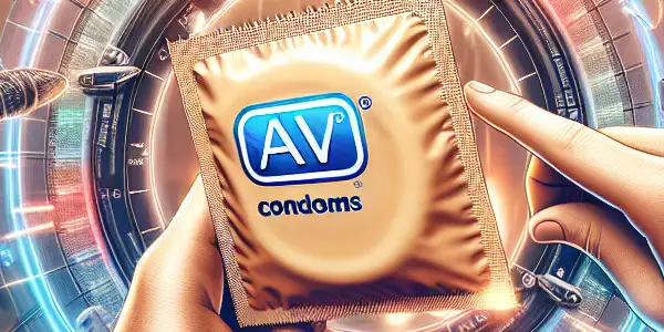 A professional film set featuring hands handling a safe AV condom, emphasizing health and safety in the adult film industry.